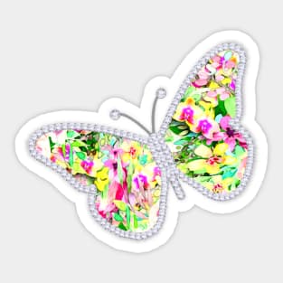 Floral Butterfly and Diamonds Sticker